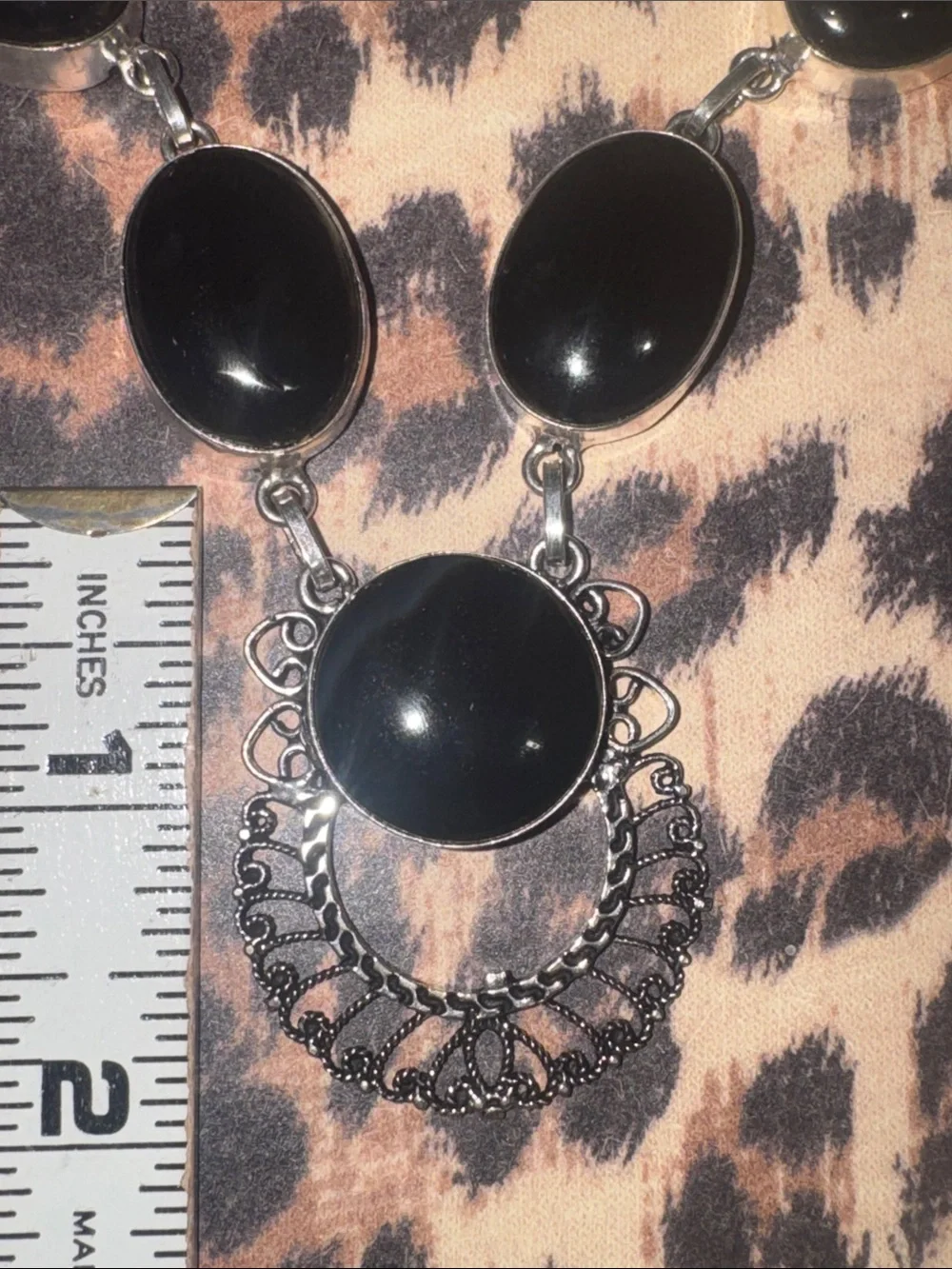 Botswana Agate & Onyx Silver Necklace